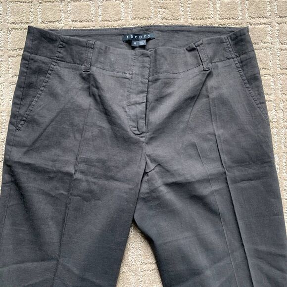 Theory Linen Blend Collared Button Up & Wide Leg Pants Set Y2K - Picture 10 of 16